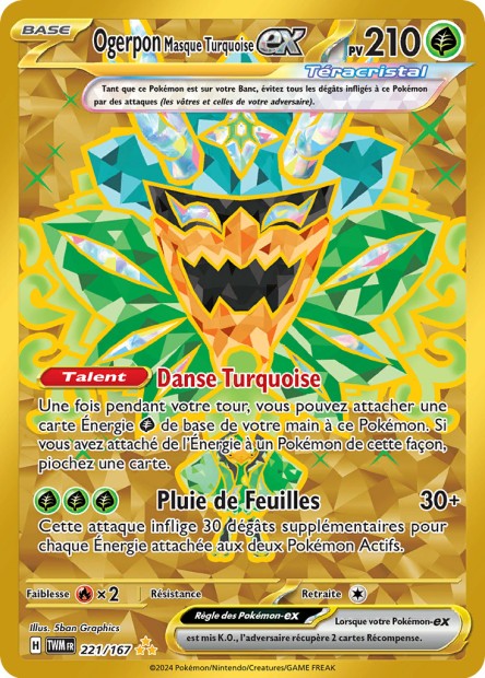Carte Pokémon Ogerpon Masque Turquoise EX 221/167 TWM Mascarade Crépusculaire EV06 Neuf FR LorenZone