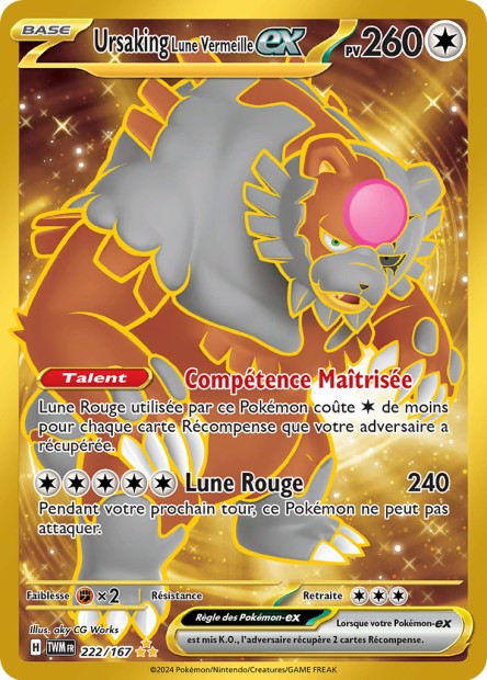 Carte Pokémon Ursaking Lune Vermeille EX 222/167 TWM Mascarade Crépusculaire EV06 Neuf FR LorenZone