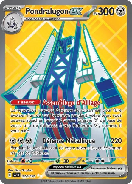 Carte Pokémon Pondralugon EX 224/191 SSP Étincelles Déferlantes EV08 Neuf FR LorenZone