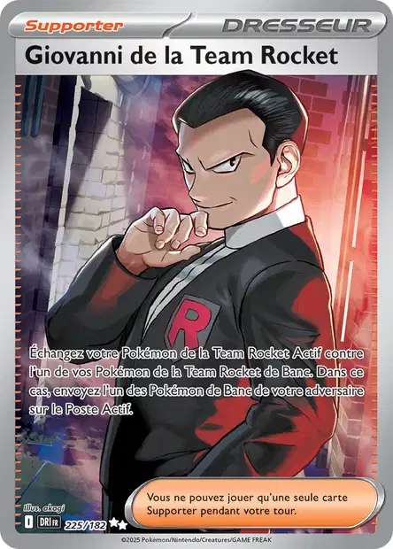 Carte Pokémon Giovanni de la Team Rocket 225/182 DRI Rivalités Destinées EV10 Neuf FR LorenZone