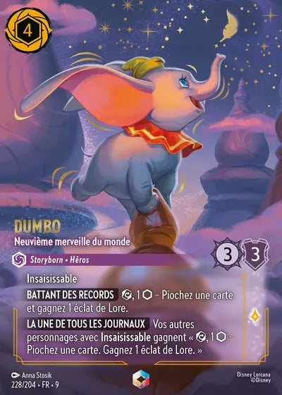 Carte Lorcana - Disney Dumbo, Neuvième merveille du monde 228/204 Chapitre 09 Fabuleux FAB Neuf FR LorenZone