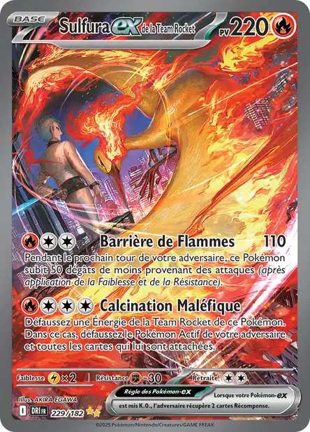 Carte Pokémon Sulfura EX de la Team Rocket 229/182 DRI Rivalités Destinées EV10 Neuf FR LorenZone