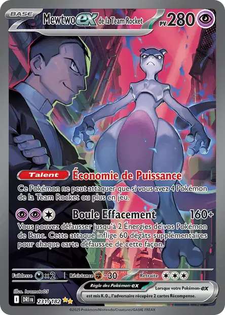 Carte Pokémon Mewtwo EX de la Team Rocket 231/182 DRI Rivalités Destinées EV10 Neuf FR LorenZone