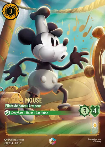 Carte Lorcana - Disney Mickey Mouse, Pilote de bateau à vapeur 231/204 Chapitre 09 Fabuleux FAB Neuf FR LorenZone
