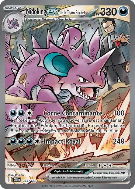 Carte Pokémon Nidoking EX de la Team Rocket 233/182 DRI Rivalités Destinées EV10 Neuf FR LorenZone
