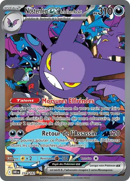 Carte Pokémon Nostenfer EX de la Team Rocket 234/182 DRI Rivalités Destinées EV10 Neuf FR LorenZone