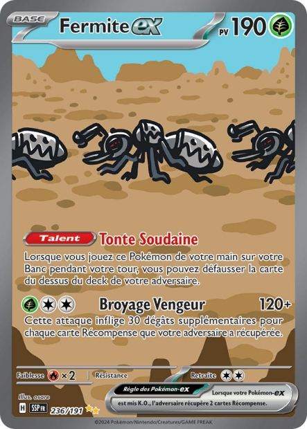 Carte Pokémon Fermite EX 236/191 SSP Étincelles Déferlantes EV08 Neuf FR LorenZone