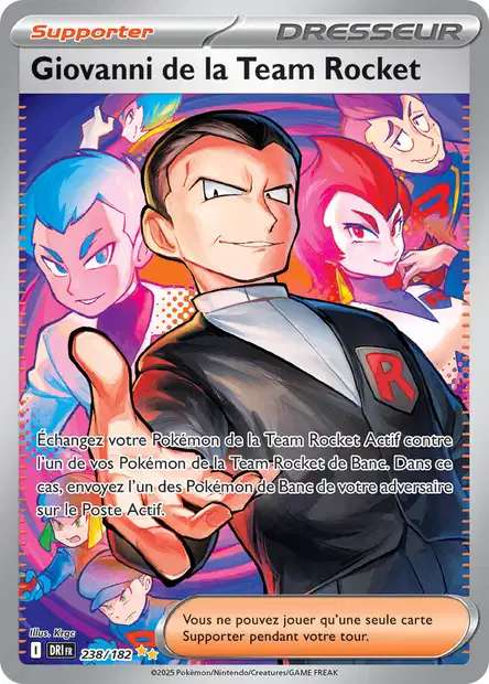 Carte Pokémon Giovanni de la Team Rocket 238/182 DRI Rivalités Destinées EV10 Neuf FR LorenZone