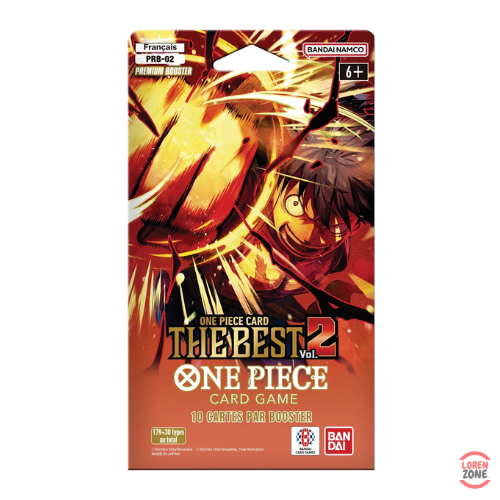 Booster Blister One Piece Card Game PRB-02 The Best Vol.2 en français avec Luffy illustré dans un design flamboyant.