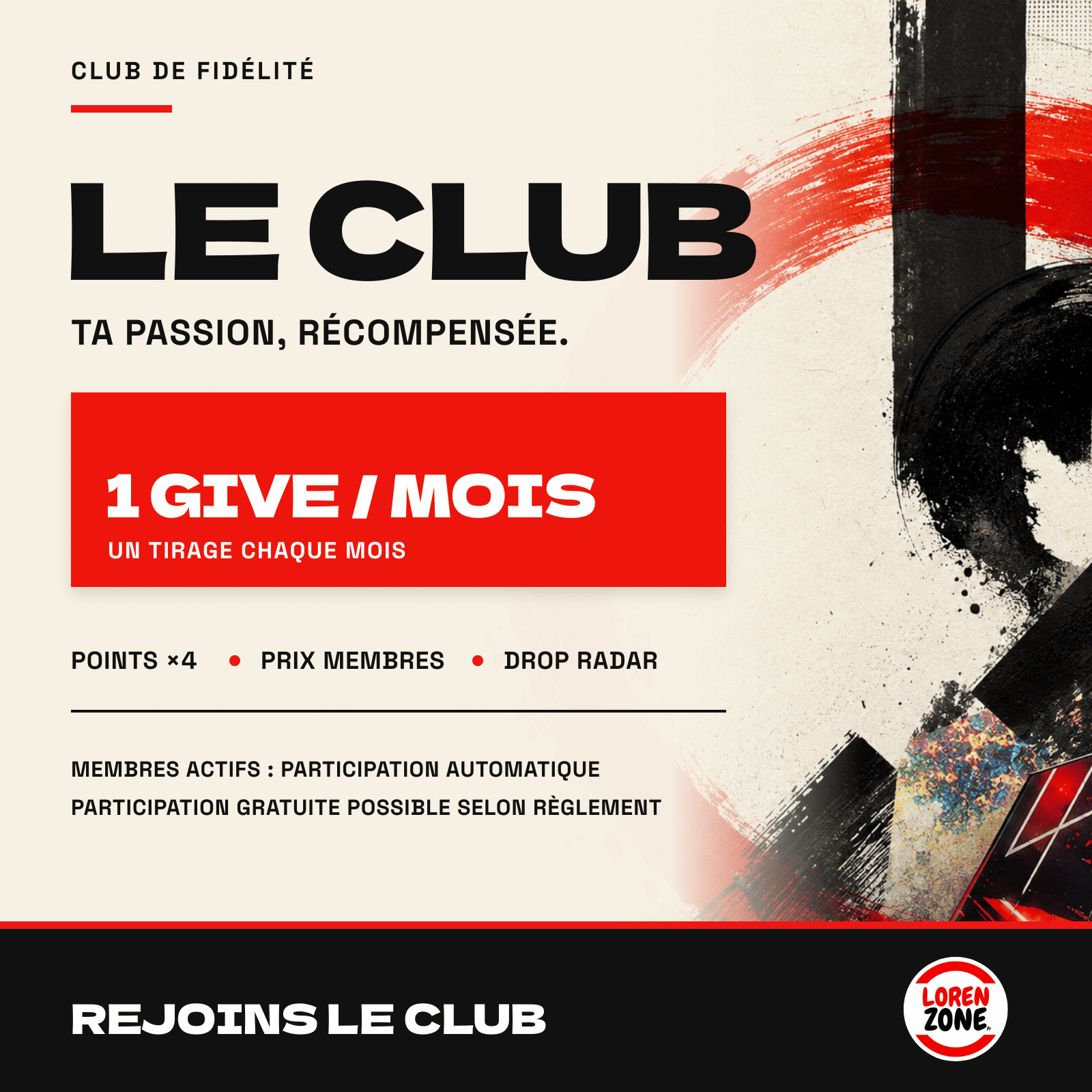 Give mensuel : un tirage au sort par mois avec inscription automatique des membres du Club