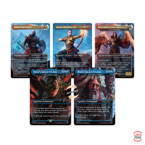 Cartes Magic Secret Lair God of War Norse Kratos Atreus Mimir enchantements collector