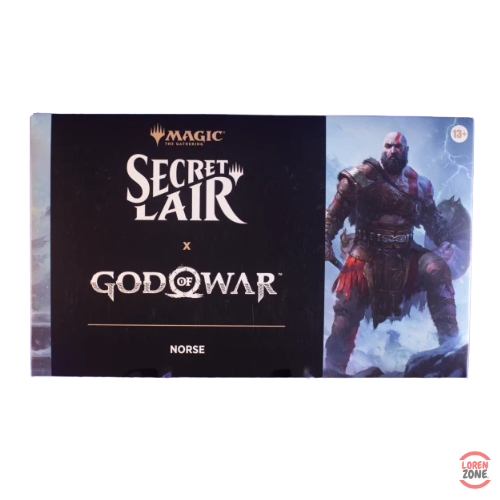 Coffret Magic The Gathering Secret Lair x God of War Norse avec Kratos sur boite officielle