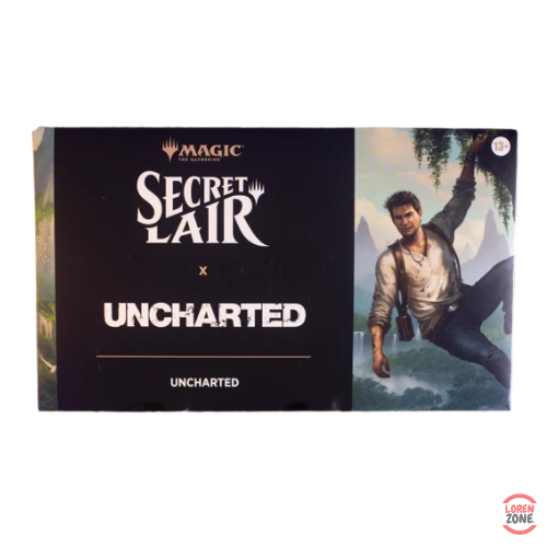 Coffret Magic The Gathering Secret Lair x Uncharted avec Nathan Drake sur boite officielle