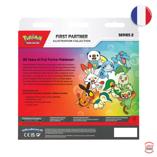 Coffret Pokémon Collection Illustration Premiers Partenaires Série 2 dos contenu Johto Unys Galar LorenZone