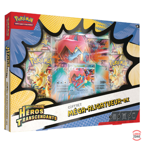 Coffret Pokemon Mega-Evolution Heros Transcendants Mega-Aligatueur EX face francais