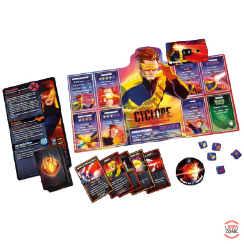 Dice Throne Marvel X-Men - contenu complet : dés, cartes action, jetons et plateaux