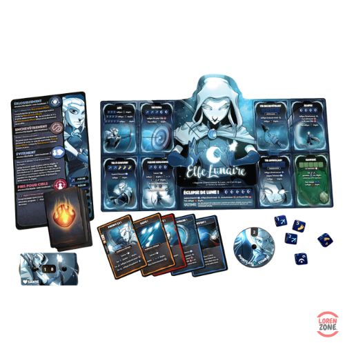 Dice Throne S1 Barbare vs Elfe Lunaire - contenu complet : dés, cartes action, jetons