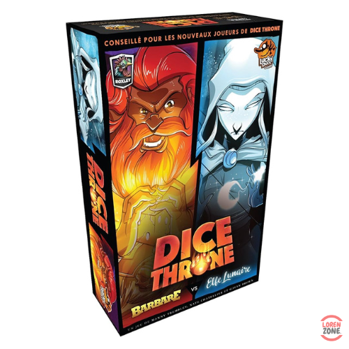 Dice Throne S1 Barbare vs Elfe Lunaire - boîte du jeu de duel asymétrique Lucky Duck Games