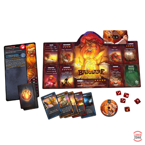 Dice Throne S1 Barbare vs Elfe Lunaire - plateaux personnages et cartes héros