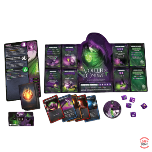 Dice Throne S1 Pyromancienne vs Voleur de l'Ombre - contenu complet : dés, cartes action, jetons