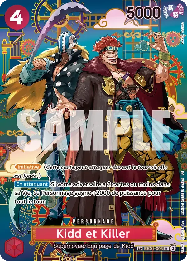 Carte One Piece Kidd et Killer - FR EB01-003 SPE Les Sept de la mer d’Azur Neuf FR LorenZone