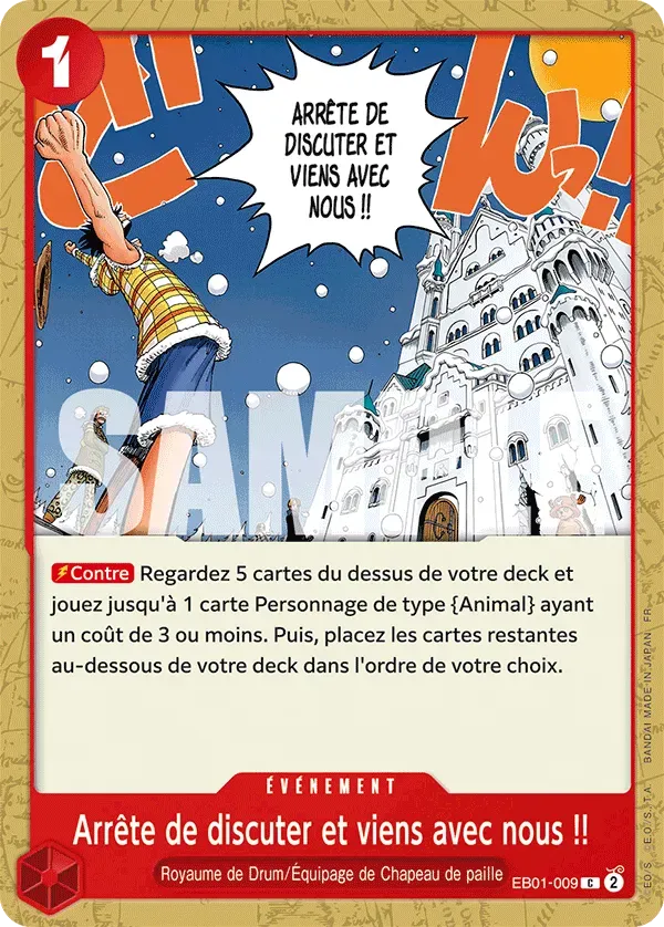 Carte One Piece Arrête de discuter et viens avec nous !! V1 - PRB02 - FR EB01-009 Commune The Best Vol.2 Neuf FR LorenZone
