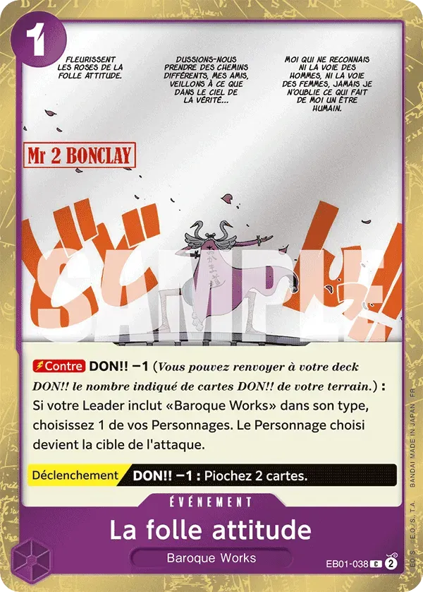 Carte One Piece La folle attitude V2 - PRB02 - FR EB01-038 Commune Foil The Best Vol.2 Neuf FR LorenZone