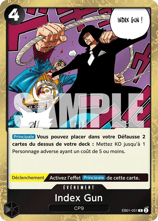 Carte One Piece Index Gun V1 - PRB02 - FR EB01-051 Rare The Best Vol.2 Neuf FR LorenZone