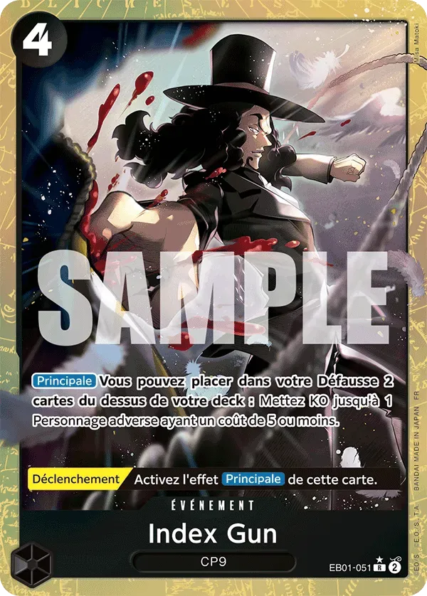 Carte One Piece Index Gun V2 - PRB02 - FR EB01-051 Rare Parallèle The Best Vol.2 Neuf FR LorenZone