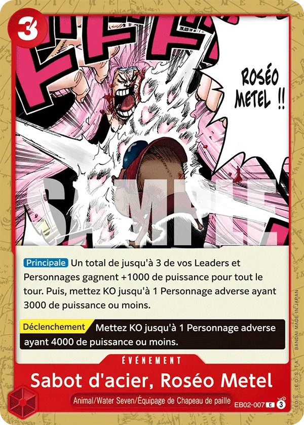 Carte One Piece Sabot d'acier, Roséo Metel - FR EB02-007 C Anime 25th Collection Neuf FR LorenZone