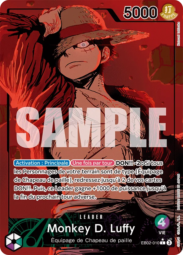 Carte One Piece Monkey D. Luffy V1 - FR EB02-010 Leader Anime 25th Collection Neuf FR LorenZone