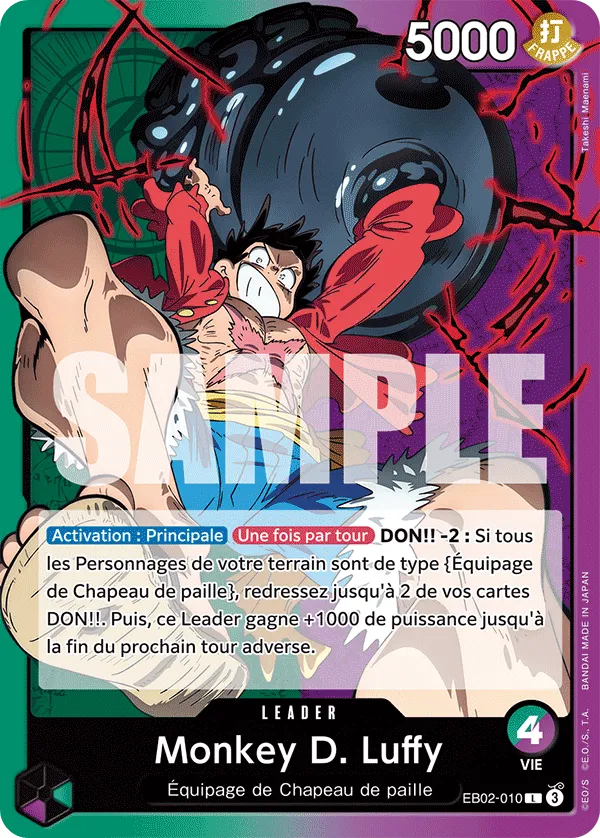 Carte One Piece Monkey D. Luffy V2 - FR EB02-010 L-P Anime 25th Collection Neuf FR LorenZone