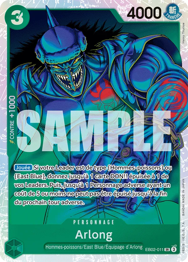 Carte One Piece Arlong V2 - FR EB02-011 SR-P Anime 25th Collection Neuf FR LorenZone