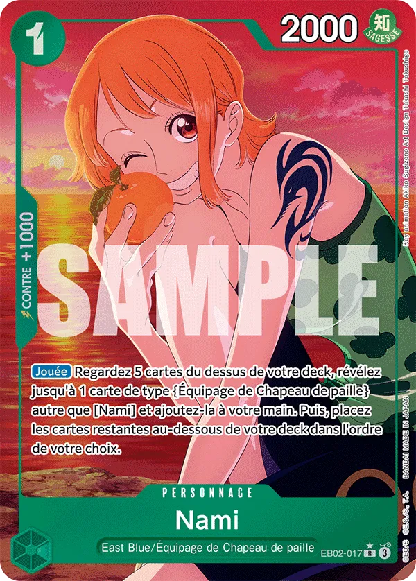 Carte One Piece Nami V1 - FR EB02-017 R Anime 25th Collection Neuf FR LorenZone