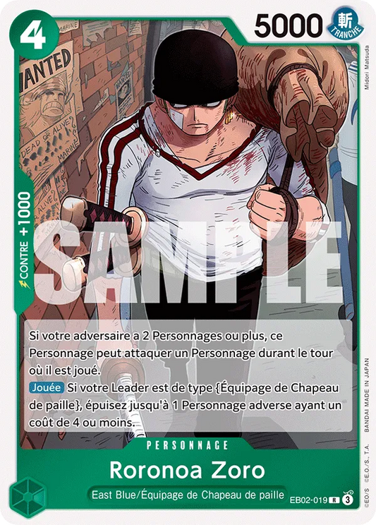 Carte One Piece Roronoa Zoro - FR EB02-019 R Anime 25th Collection Neuf FR LorenZone