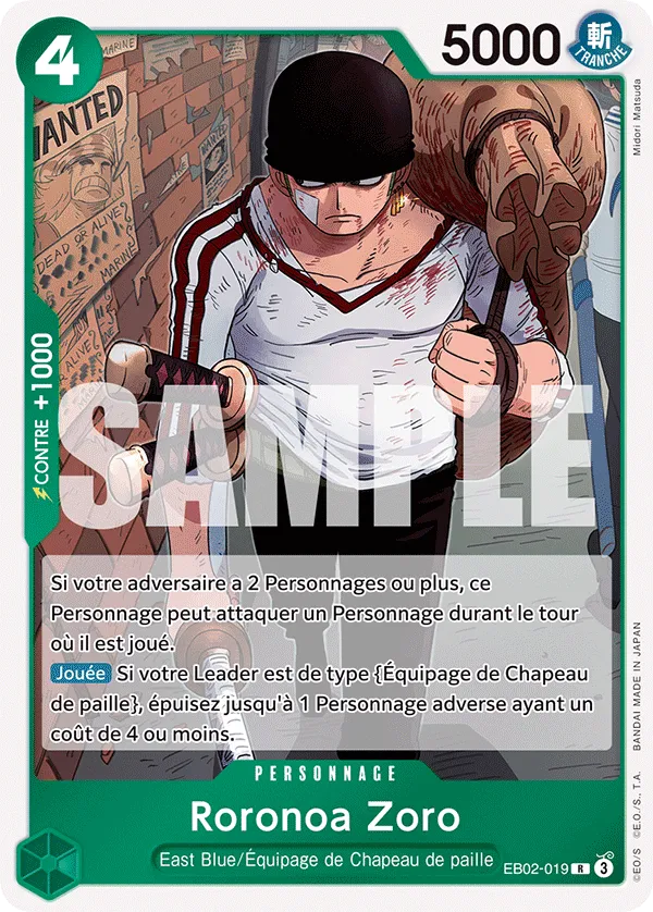Carte One Piece Roronoa Zoro - FR EB02-019 R Anime 25th Collection Neuf FR LorenZone