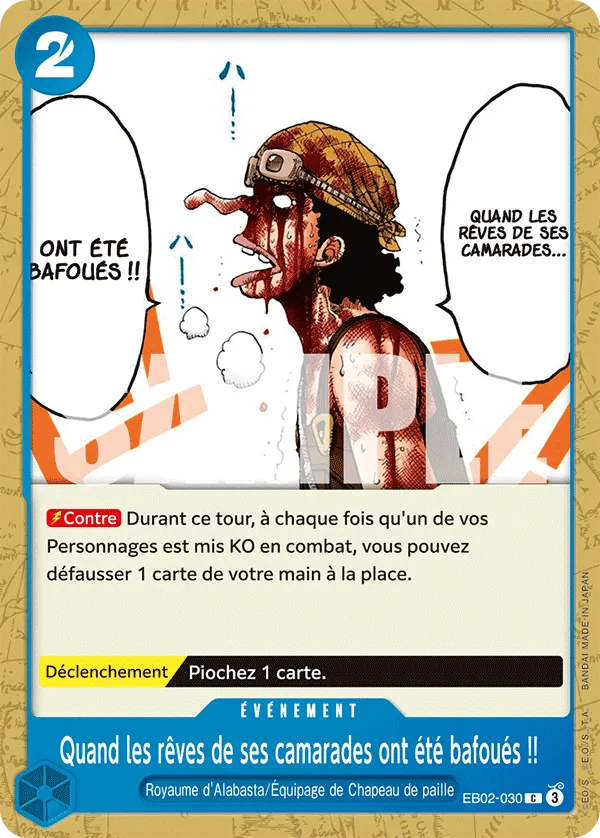Carte One Piece Quand les rêves de ses camarades ont été bafoués !! - FR EB02-030 C Anime 25th Collection Neuf FR LorenZone