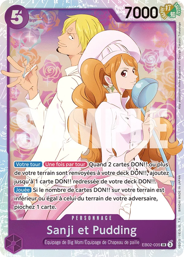 Carte One Piece Sanji et Pudding V1 - FR EB02-035 SR-P Anime 25th Collection Neuf FR LorenZone