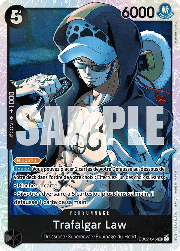 Carte One Piece Trafalgar Law V2 - FR EB02-045 SR-P Anime 25th Collection Neuf FR LorenZone