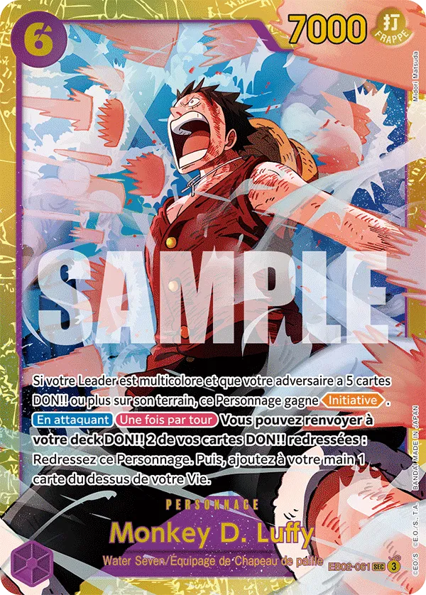 Carte One Piece Monkey D. Luffy V3 - FR EB02-061 SEC-M Anime 25th Collection Neuf FR LorenZone