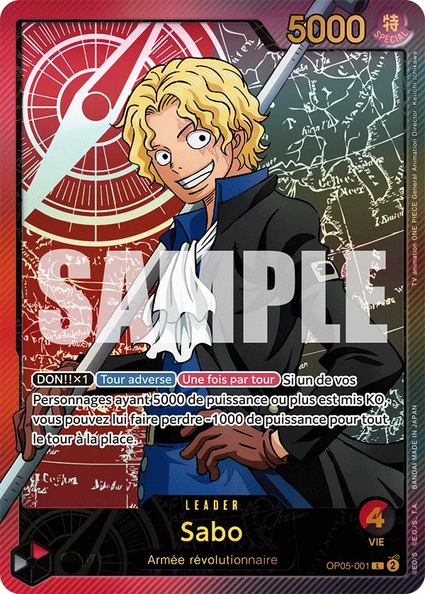 Carte One Piece Sabo V2 - FR EB02 - (OP05-001) SP-L-P Anime 25th Collection Neuf FR LorenZone