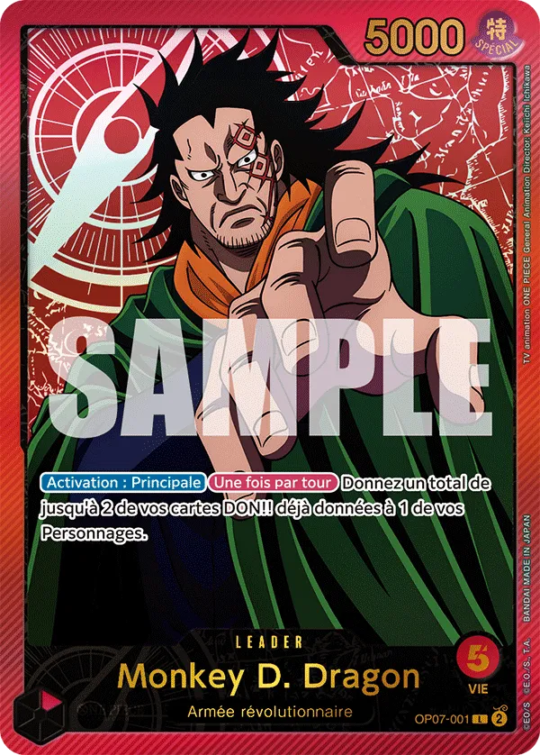 Carte One Piece Monkey D. Dragon V2 - FR EB02 - (OP07-001) SP-L-P Anime 25th Collection Neuf FR LorenZone