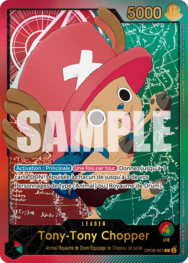 Carte One Piece Tony-Tony Chopper V2 - FR EB02 - (OP08-001) SP-L-P Anime 25th Collection Neuf FR LorenZone