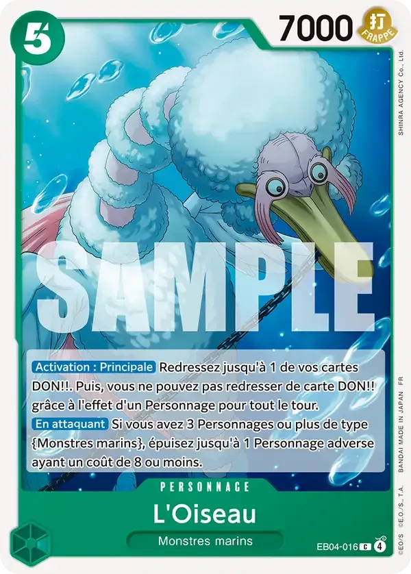 Carte One Piece L'Oiseau - FR EB04-016 CO Les Sept de la mer d’Azur Neuf FR LorenZone