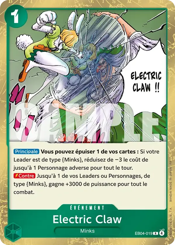 Carte One Piece Electric Claw - FR EB04-019 R Les Sept de la mer d’Azur Neuf FR LorenZone
