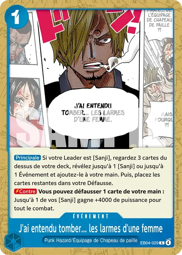 Carte One Piece J'ai entendu tomber... les larmes d'une femme - FR EB04-029 CO Les Sept de la mer d’Azur Neuf FR LorenZone