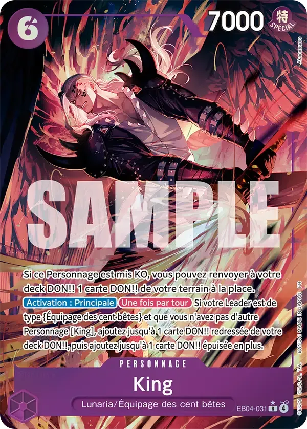 Carte One Piece King V2 - FR EB04-031 R-P Les Sept de la mer d’Azur Neuf FR LorenZone