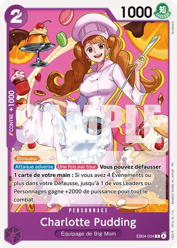 Carte One Piece Charlotte Pudding - FR EB04-034 CO Les Sept de la mer d’Azur Neuf FR LorenZone