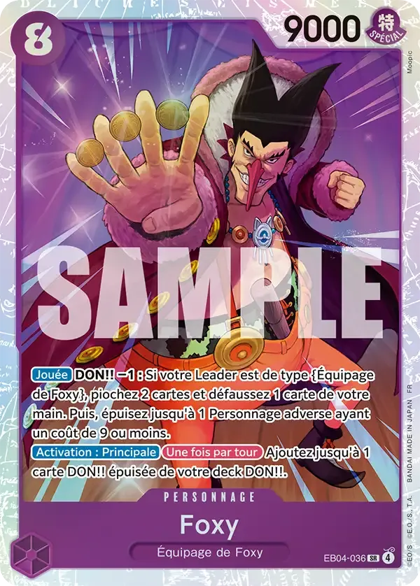 Carte One Piece Foxy V1 - FR EB04-036 SR Les Sept de la mer d’Azur Neuf FR LorenZone