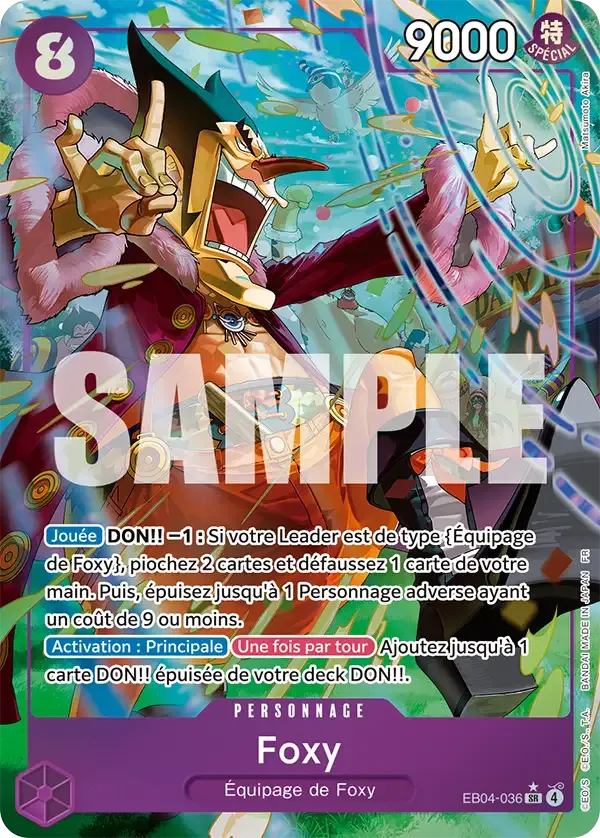 Carte One Piece Foxy V2 - FR EB04-036 SR-P Les Sept de la mer d’Azur Neuf FR LorenZone